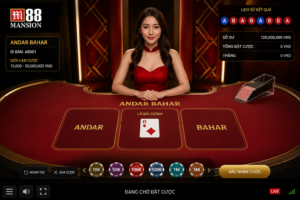 Giao diện bàn Andar Bahar trên M88 hiển thị Dealer
