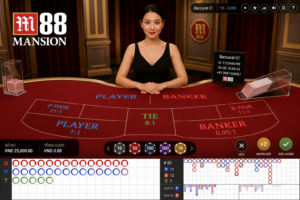 Giao diện bàn Baccarat trên M88 hiển thị Dealer