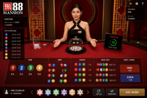 Giao diện bàn Fantan trên M88 hiển thị Dealer