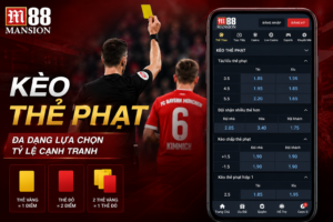 Giao diện bảng kèo thẻ phạt hiển thị trên M88