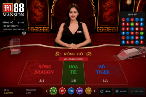 Giao diện bàn Rồng Hổ trên M88 hiển thị Dealer