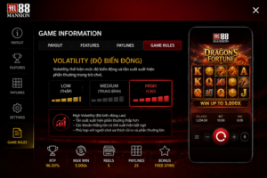 Volatility trong trò chơi casino trên M88